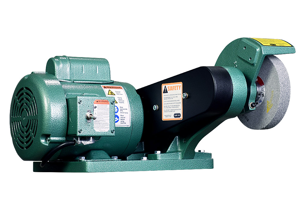 60100 - Model 600 polishing lathe / buffer shown with optional 1` wide Scotchbrite deburring wheel.  The M600 can run wheels upto 6` in diameter and 2` wide.